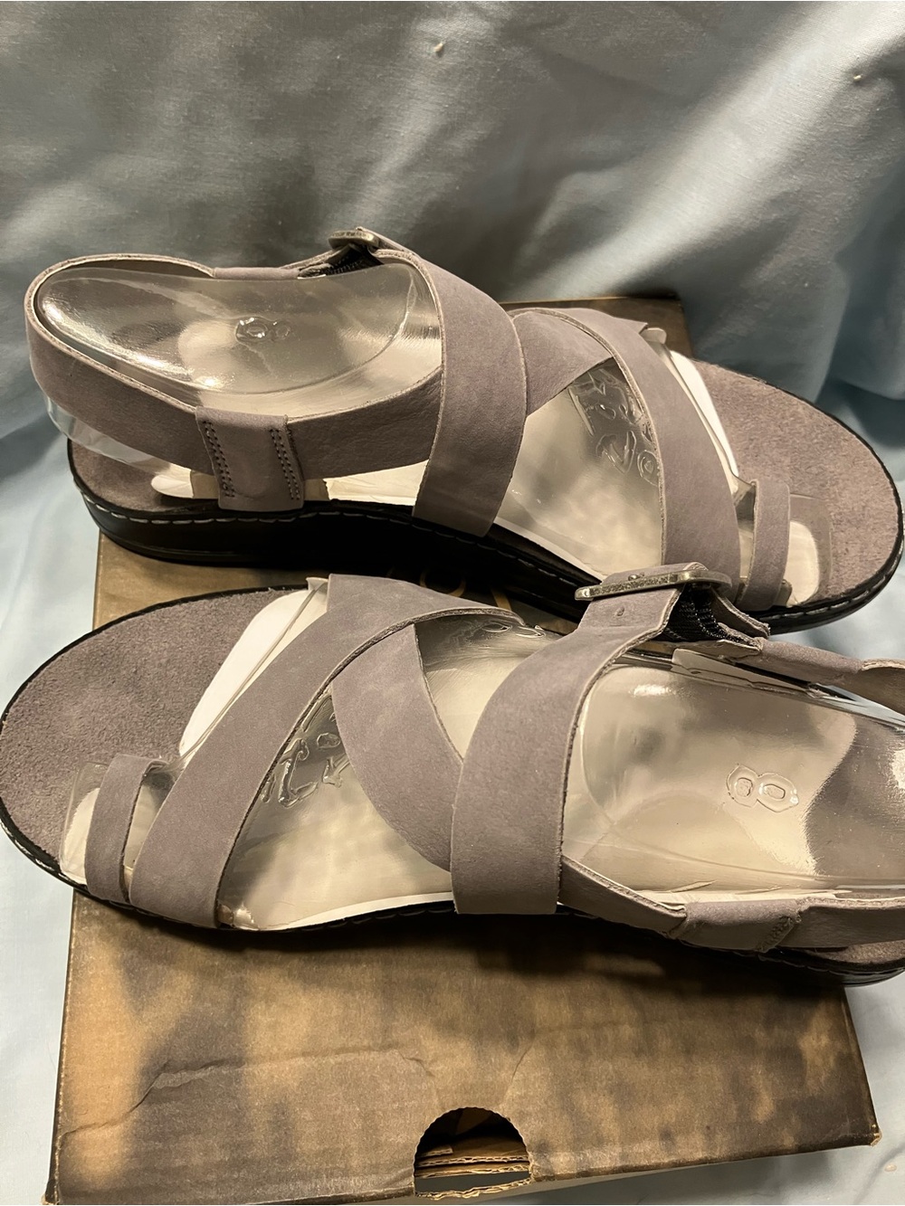 Chaco Women's Gray Suede Crisscross Strap Sandals - Picture 4 of 13